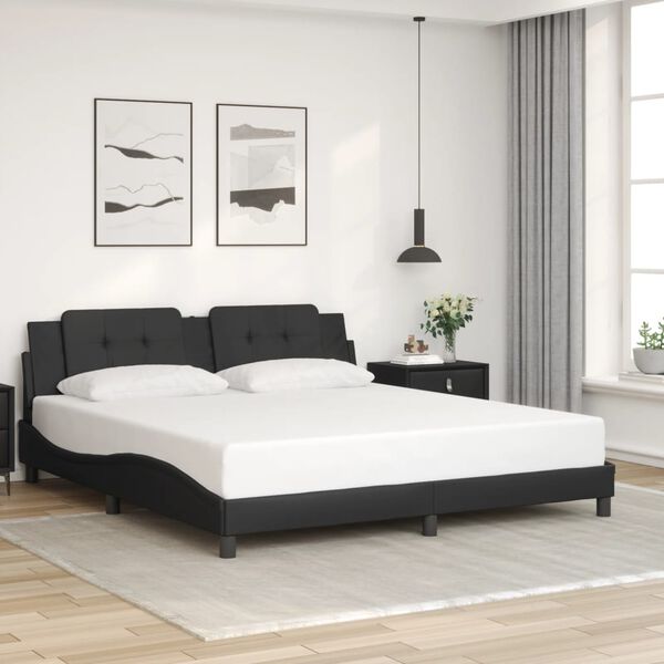 vidaXL Bed Frame with LED without Mattress "Zadar" Black 180x200 cm