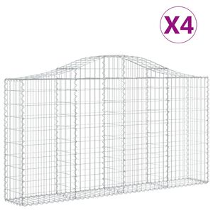 vidaXL Gabioner b&aring;gformade 4 st 200x30x100/120 cm galvaniserat j&auml;rn