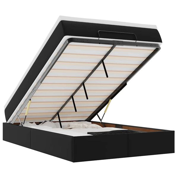 vidaXL Ottoman sängram med madrass svart 120x200 cm konstläder