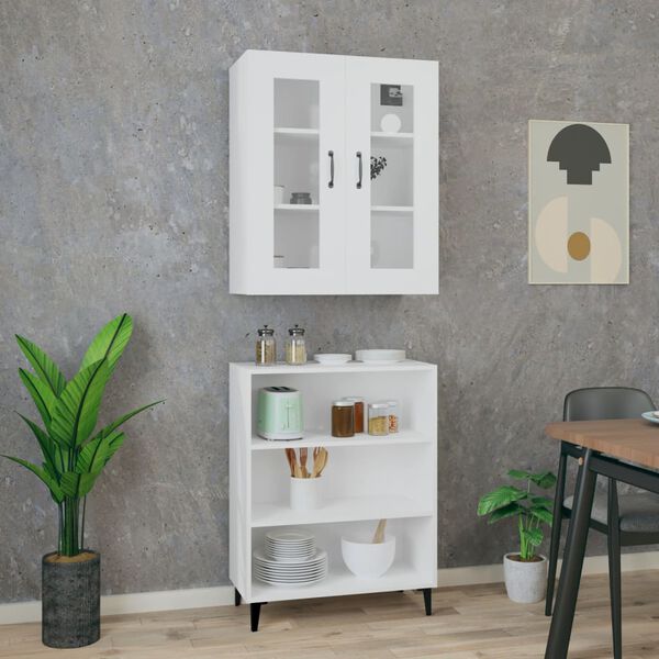 vidaXL H&ouml;gsk&aring;p vit 69,5x34x180 cm konstruerat tr&auml;