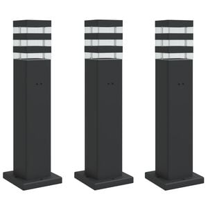 vidaXL Utomhusgolvlampor med eluttag 3st svart 50 cm aluminium