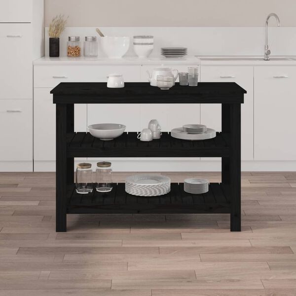 vidaXL Skob&auml;nk svart 110,5x50x80 cm massiv furu