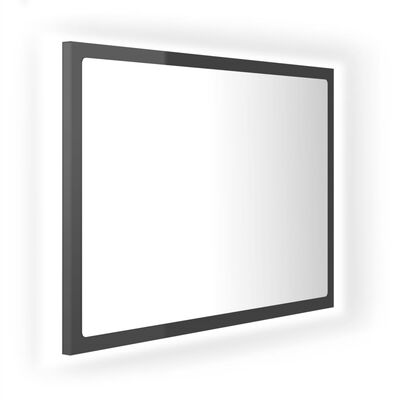 vidaXL Badrumsspegel med LED grå högglans 60x8,5x37 cm akryl