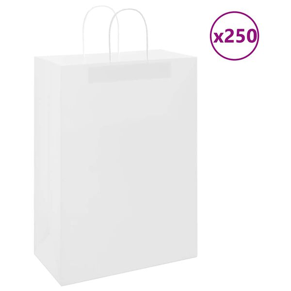 vidaXL Pappersp&aring;sar 250 st med handtag vit 32x17x44 cm