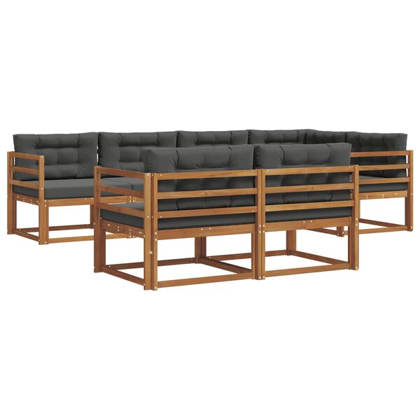 vidaXL Utomhussoffset med kudde 7 pcs Naturlig och Antracit