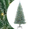 vidaXL Konstgjord Julgran Sn&ouml;flockad med LED Ljus Gr&ouml;n och Vit 210 cm