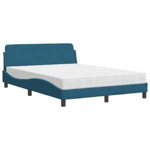 vidaXL Bed with Mattress "Dover" Blue 140x190 cm Velvet