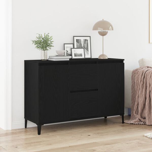 vidaXL Sideboard med låda Svart Ek 104 x 35 x 70 cm Konstruerat trä