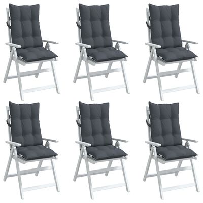 vidaXL Stolsdynor för stolar med hög rygg 6 st antracit oxfordtyg