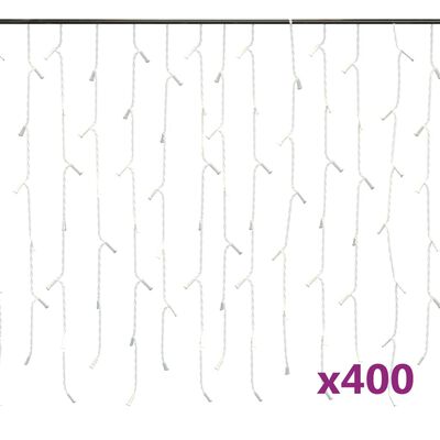 vidaXL Ljusslinga draperi istappar 10 m 400 lysdioder varmvit