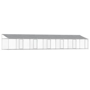 vidaXL Hundg&aring;rd med tak och d&ouml;rrar gr&aring; 12x2x2 cm galvaniserat st&aring;l