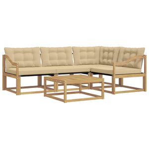 vidaXL Utomhussoffset 5 pcs Vit och Beige 79 x 79 x 37 cm