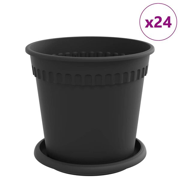 vidaXL V&auml;xtkrukor 24 pcs Svart &Oslash; 17 x 14 cm Plast