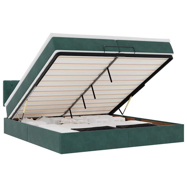 vidaXL Ottoman sängram med madrasser mörkgrön 200x200 cm sammet