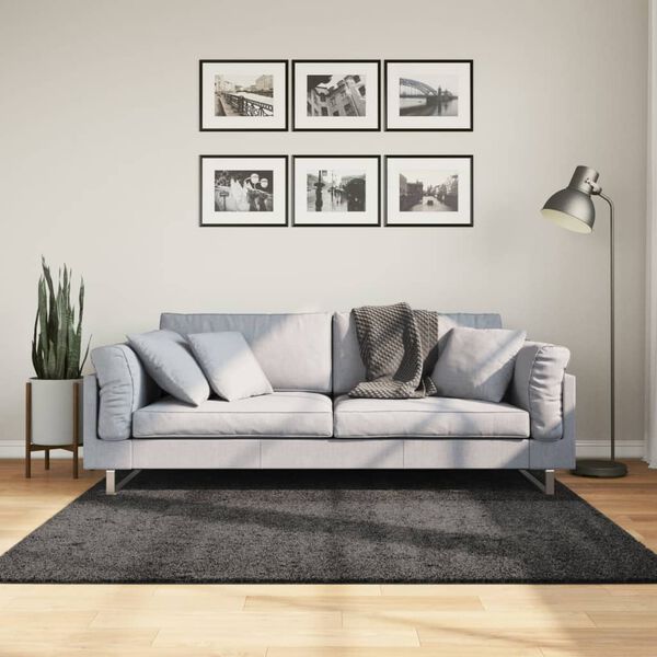 vidaXL Ryamatta PAMPLONA l&aring;ng lugg modern antracit 160x160 cm
