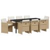 vidaXL Tr&auml;dg&aring;rdsm&ouml;belset 9 pcs Beige konstrotting