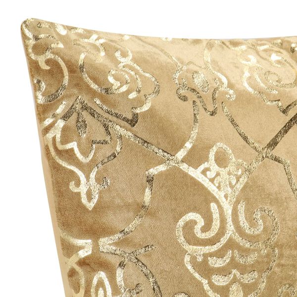 vidaXL Kuddar 2 st med folietryck beige och guld 40x40 cm sammet