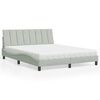 vidaXL Bed with Mattress "Hanko" Light Grey 160x200 cm Velvet