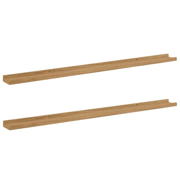 vidaXL V&auml;gg hylla med hylla 2 pcs Brun 115 x 9 x 3 cm Konstruerat tr&auml;