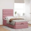 vidaXL Ottoman sängram med madrasser rosa 90x200 cm sammet