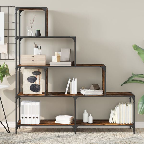 vidaXL Bokhylla 4 hyllplan rökfärgad ek 139x33,5x149cm konstruerat trä