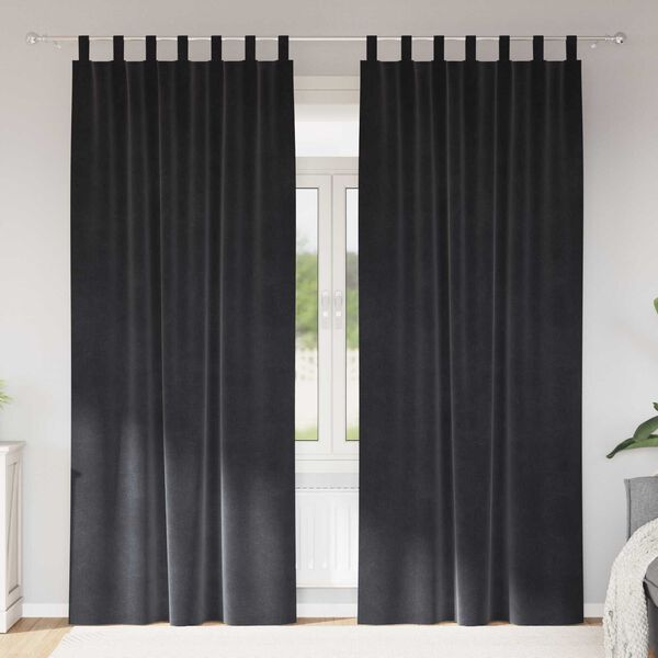 vidaXL M&ouml;rkl&auml;ggningsgardiner 2 pcs M&ouml;rkgr&aring; 140 x 260 cm Sammet