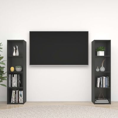 vidaXL TV-skåp 2 delar grå 142,5x35x36,5 cm konstruerat trä