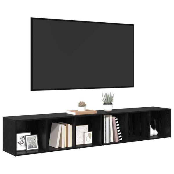 vidaXL TV-b&auml;nkset 2 pcs Svart Ek 37 x 35 x 107cm Konstruerat tr&auml;