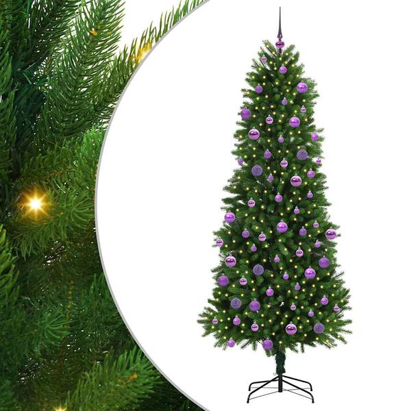 vidaXL Julgran med 300 LED-lampor med stativ Gr&ouml;n 240 cm PE