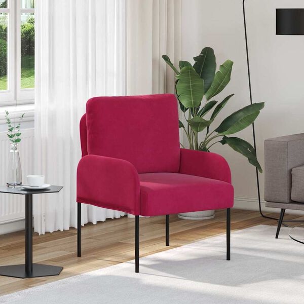 vidaXL Soffor med kudde 55cm Vinr&ouml;d Plywood