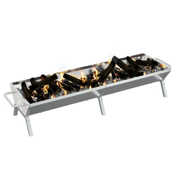 vidaXL Grillbricka silver 158x42x31 cm rostfritt st&aring;l