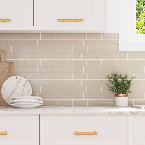 vidaXL Subwaytile 10 pcs Beige 29.4 x 21.4 cm Polyuretan och PET