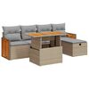 vidaXL Soffgrupp f&ouml;r tr&auml;dg&aring;rden med dynor 6 delar beige konstrotting