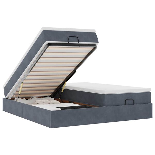 vidaXL Ottoman s&auml;ngram med madrasser m&ouml;rkgr&aring; 200x200 cm sammet