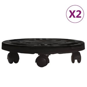 vidaXL Blomvagnar med hjul 2 st diameter 30 cm svart 170 kg