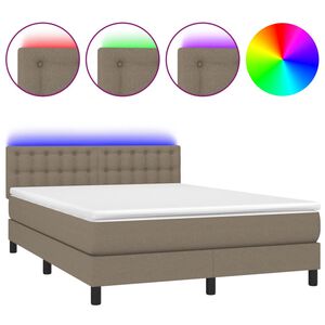 vidaXL Rams&auml;ng med madrass & LED taupe 140x190 cm tyg