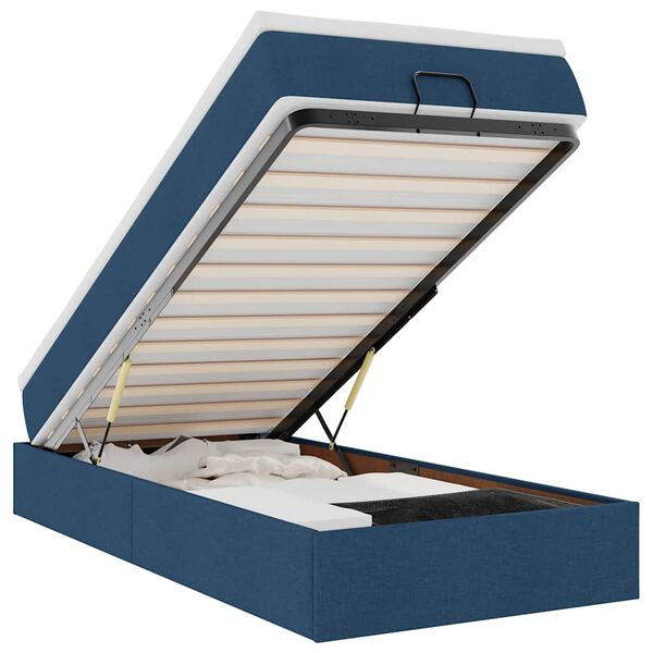vidaXL Ottoman s&auml;ngram med madrass bl&aring; 100x200 cm tyg