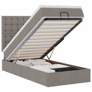 vidaXL Ottoman s&auml;ng med madrass taupe 90x200 cm tyg