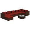 vidaXL Loungegrupp med dynor 8 delar konstrotting brun