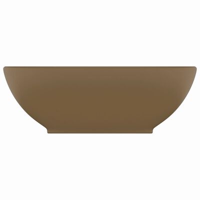 vidaXL Lyxigt ovalt handfat matt gräddvit 40x33 cm keramik