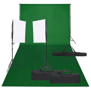 vidaXL Fotostudio med lampor och bakgrund