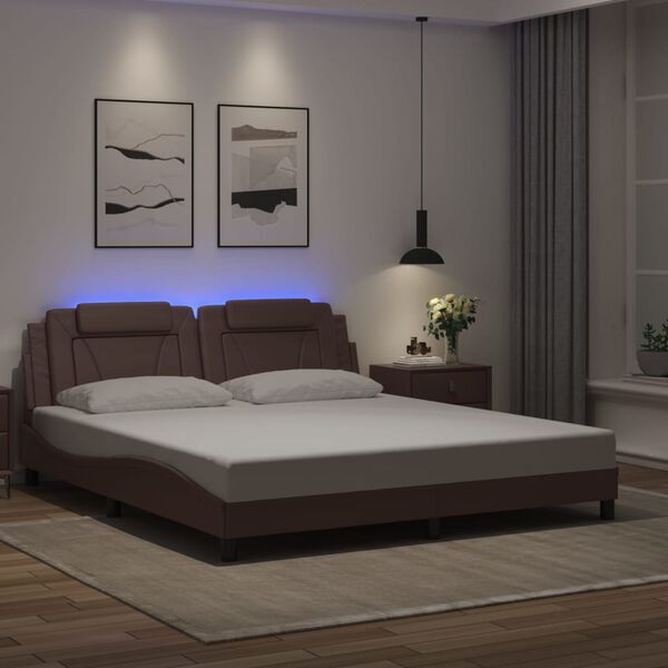 vidaXL Bed Frame "Viana" with LED without Mattress Brown 180x200 cm