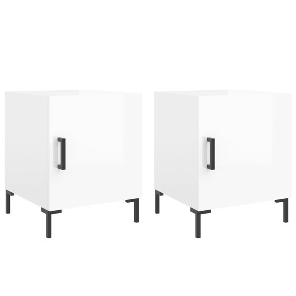 vidaXL Sängbord 2 st vit högglans 40x40x50 cm konstruerat trä