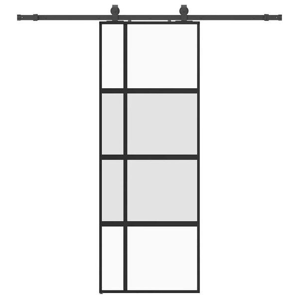 vidaXL Skjutd&ouml;rr med beslag svart 76x205 cm h&auml;rdat glas