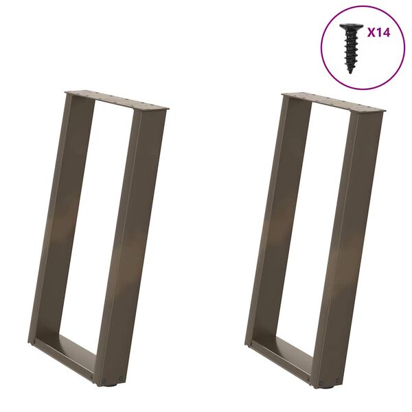 vidaXL Matbordsben U-formade 2 st naturst&aring;l 60x(72-73) cm st&aring;l