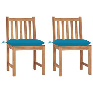 vidaXL Tr&auml;dg&aring;rdsstolar 2 st med dynor massiv teak