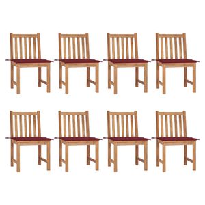 vidaXL Tr&auml;dg&aring;rdsstolar 8 st med dynor massiv teak