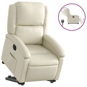 vidaXL Reclinerf&aring;t&ouml;lj med uppresningshj&auml;lp gr&auml;ddvit konstl&auml;der