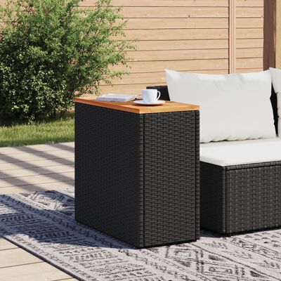 vidaXL Trädgårdsbord med träskiva svart 58x27,5x55 cm konstrotting