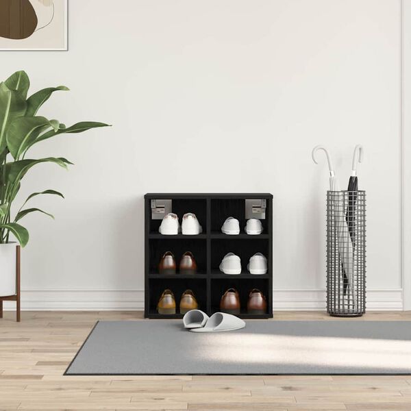 vidaXL Skoskåp med hylla Svart Ek 52 x 30 x 50,5 cm Konstruerat trä